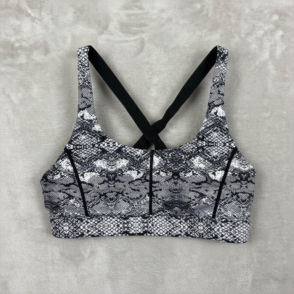 Zyia Active Sports Bra Cobra Women L Metallic Cross Back Fitness Yoga Activewear